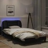 Lova Lovos rėmas su LED, juodas ir baltas, 100x200cm, dirbtinė oda