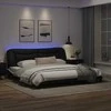 Lova Lovos rėmas su LED, juodas ir baltas, 200x200cm, dirbtinė oda