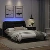 Lova Lovos rėmas su LED, juodos spalvos, 140x200cm, dirbtinė oda