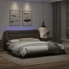 Lova Lovos rėmas su LED, pilkos spalvos, 180x200cm, dirbtinė oda
