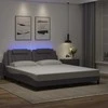 Lova Lovos rėmas su LED, pilkos spalvos, 180x200cm, dirbtinė oda