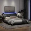 Lova Lovos rėmas su LED, šviesiai pilkas, 160x200cm, audinys