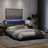 Lova Lovos rėmas su LED, tamsiai pilkas, 140x200cm, audinys