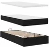 Osmanų lovos rėmas su čiužiniais, juodas, 200x200cm, aksomas