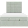 Lova Osmanų lovos rėmas su čiužiniais, pilkas, 120x190 cm, aksomas