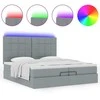 Lova Osmanų lovos rėmas su čiužiniais, pilkas, 200x200cm, audinys