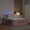 Osmanų lova su čiužiniu ir LED, rožinės sp., 120x190cm, aksomas