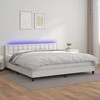 Lova su spyruoklėmis/čiužiniu/LED, balta 200x200cm dirbtinė oda