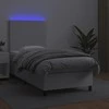 Lova su spyruoklėmis/čiužiniu/LED, balta, 90x190cm dirbtinė oda