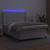 Lova su spyruoklėmis/čiužiniu/LED, balta 140x190cm dirbtinė oda