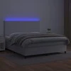 Lova su spyruoklėmis/čiužiniu/LED, balta 160x200cm dirbtinė oda