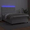 Lova su spyruoklėmis/čiužiniu/LED, balta 140x190cm dirbtinė oda
