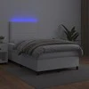 Lova su spyruoklėmis/čiužiniu/LED, balta 120x200cm dirbtinė oda