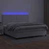 Lova su spyruoklėmis/čiužiniu/LED, balta 200x200cm dirbtinė oda