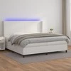 Lova su spyruoklėmis/čiužiniu/LED, balta 200x200cm dirbtinė oda