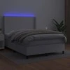 Lova su spyruoklėmis/čiužiniu/LED, balta 140x200cm dirbtinė oda