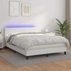 Lova su spyruoklėmis/čiužiniu/LED, balta 140x190cm dirbtinė oda