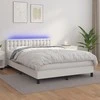 Lova su spyruoklėmis/čiužiniu/LED, balta 140x190cm dirbtinė oda