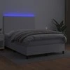 Lova su spyruoklėmis/čiužiniu/LED, balta 140x200cm dirbtinė oda