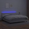 Lova su spyruoklėmis/čiužiniu/LED, balta 160x200cm dirbtinė oda