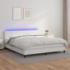 Lova su spyruoklėmis/čiužiniu/LED, balta 180x200cm dirbtinė oda