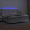 Lova su spyruoklėmis/čiužiniu/LED, balta 200x200cm dirbtinė oda