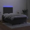 Lova su spyruoklėmis/čiužiniu/LED, juoda, 120x190cm, aksomas