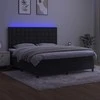 Lova su spyruoklėmis/čiužiniu/LED, juoda, 160x200cm, aksomas