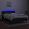 Lova su spyruoklėmis/čiužiniu/LED, juoda, 140x200 cm, audinys