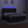 Lova su spyruoklėmis/čiužiniu/LED, juoda, 160x200 cm, audinys