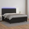 Lova su spyruoklėmis/čiužiniu/LED, juoda 180x200cm dirbtinė oda
