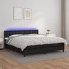Lova su spyruoklėmis/čiužiniu/LED, juoda 180x200cm dirbtinė oda