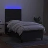 Lova su spyruoklėmis/čiužiniu/LED, juoda, 100x200 cm, audinys