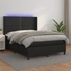 Lova su spyruoklėmis/čiužiniu/LED, juoda 140x200cm dirbtinė oda