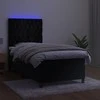 Lova su spyruoklėmis/čiužiniu/LED, juoda, 100x200cm, aksomas