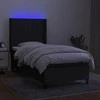 Lova su spyruoklėmis/čiužiniu/LED, juoda, 90x200 cm, audinys