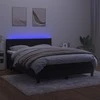 Lova su spyruoklėmis/čiužiniu/LED, juoda, 140x190cm, aksomas