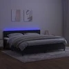 Lova su spyruoklėmis/čiužiniu/LED, juoda, 200x200cm, aksomas