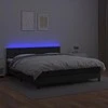 Lova su spyruoklėmis/čiužiniu/LED, juoda 160x200cm dirbtinė oda