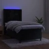 Lova su spyruoklėmis/čiužiniu/LED, juoda, 90x200cm, aksomas