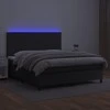Lova su spyruoklėmis/čiužiniu/LED, juoda 180x200cm dirbtinė oda