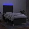 Lova su spyruoklėmis/čiužiniu/LED, juoda, 80x200cm, audinys