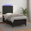 Lova su spyruoklėmis/čiužiniu/LED, juoda 100x200cm dirbtinė oda