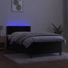 Lova su spyruoklėmis/čiužiniu/LED, juoda, 90x190cm, aksomas