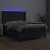 Lova su spyruoklėmis/čiužiniu/LED, juoda 140x200cm dirbtinė oda