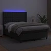 Lova su spyruoklėmis/čiužiniu/LED, juoda 140x200cm dirbtinė oda