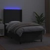 Lova su spyruoklėmis/čiužiniu/LED, juoda, 90x200cm dirbtinė oda