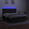 Lova su spyruoklėmis/čiužiniu/LED, juoda, 160x200 cm, audinys