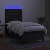 Lova su spyruoklėmis/čiužiniu/LED, juoda, 80x200cm, audinys