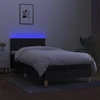 Lova su spyruoklėmis/čiužiniu/LED, juoda, 80x200cm, audinys